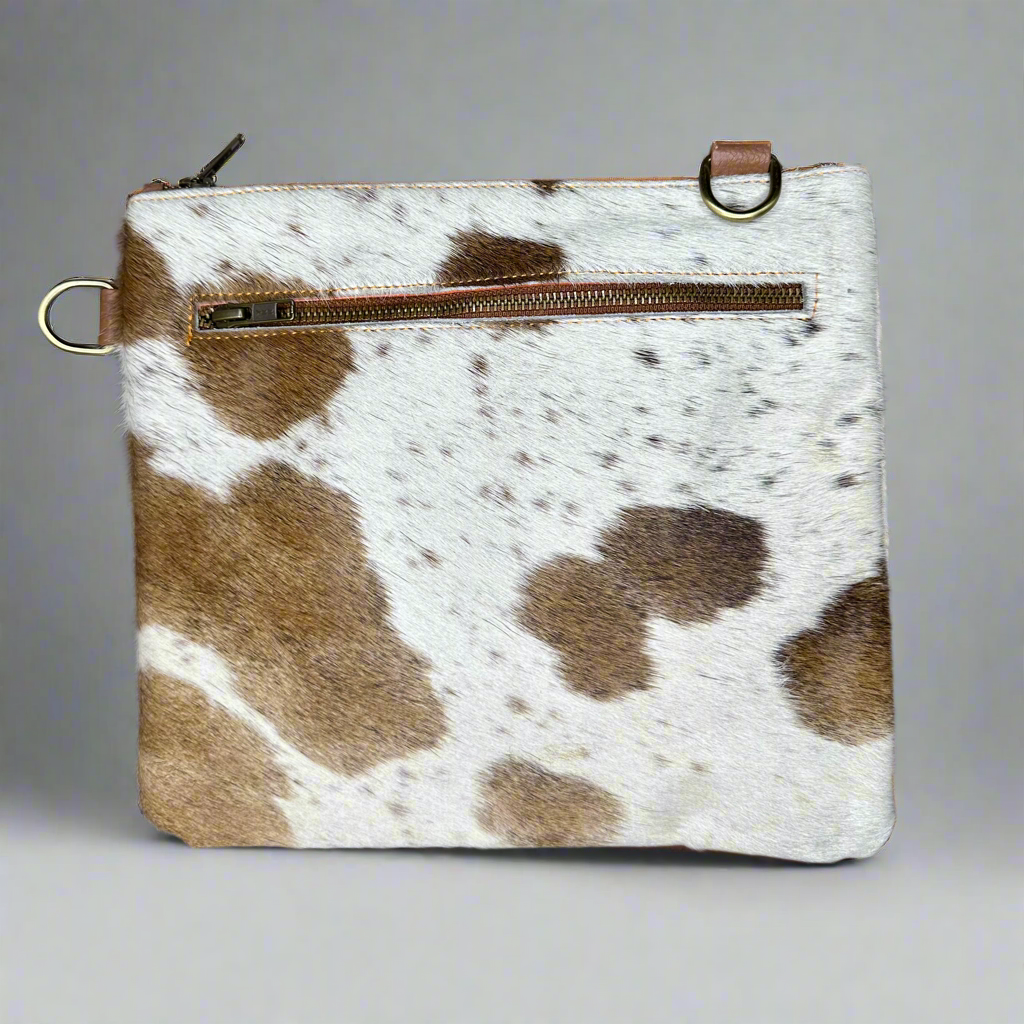 Natural Cowhide Double-Sided Crossbody Bag, Large (26 x 23 cm)