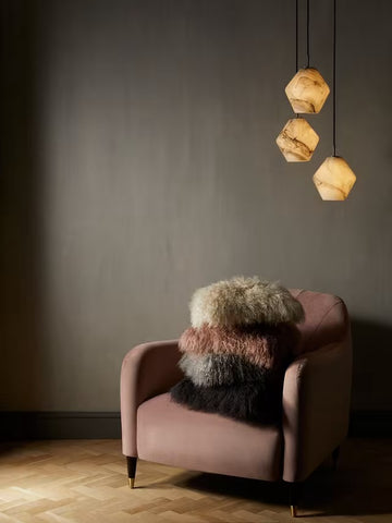 Natural Premium Mongolian Tibetan Sheepskin Cushion, 35 x 35 cm
