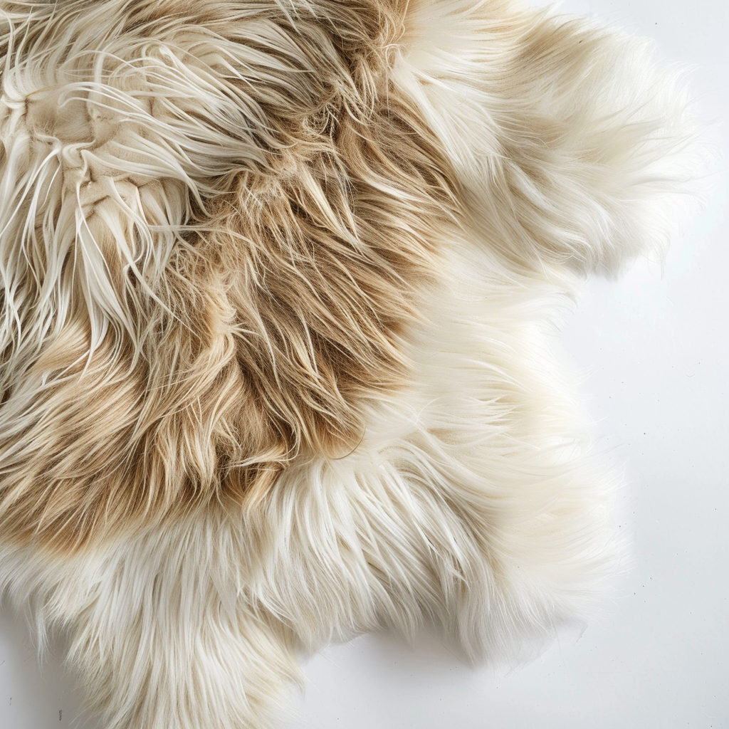 Natural Premium Argentine Criollo Long Hair Goatskin, Beige
