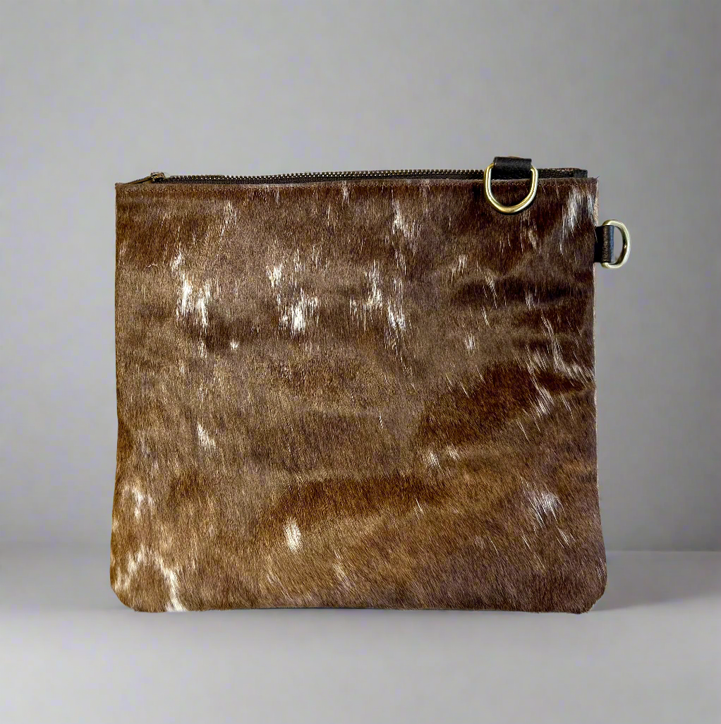 Natural Cowhide Double-Sided Crossbody Bag, Large (26 x 23 cm)