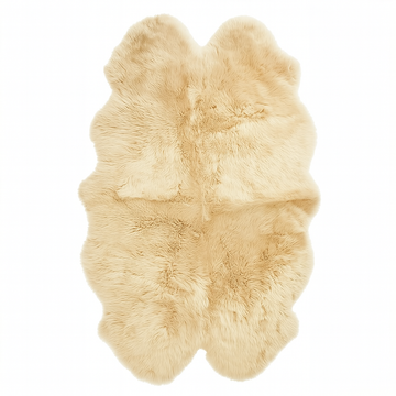 Quad New Zealand Sheepskin Rug & Throw, 4-Pelt, Large, L180 x W105 cm, Champagne