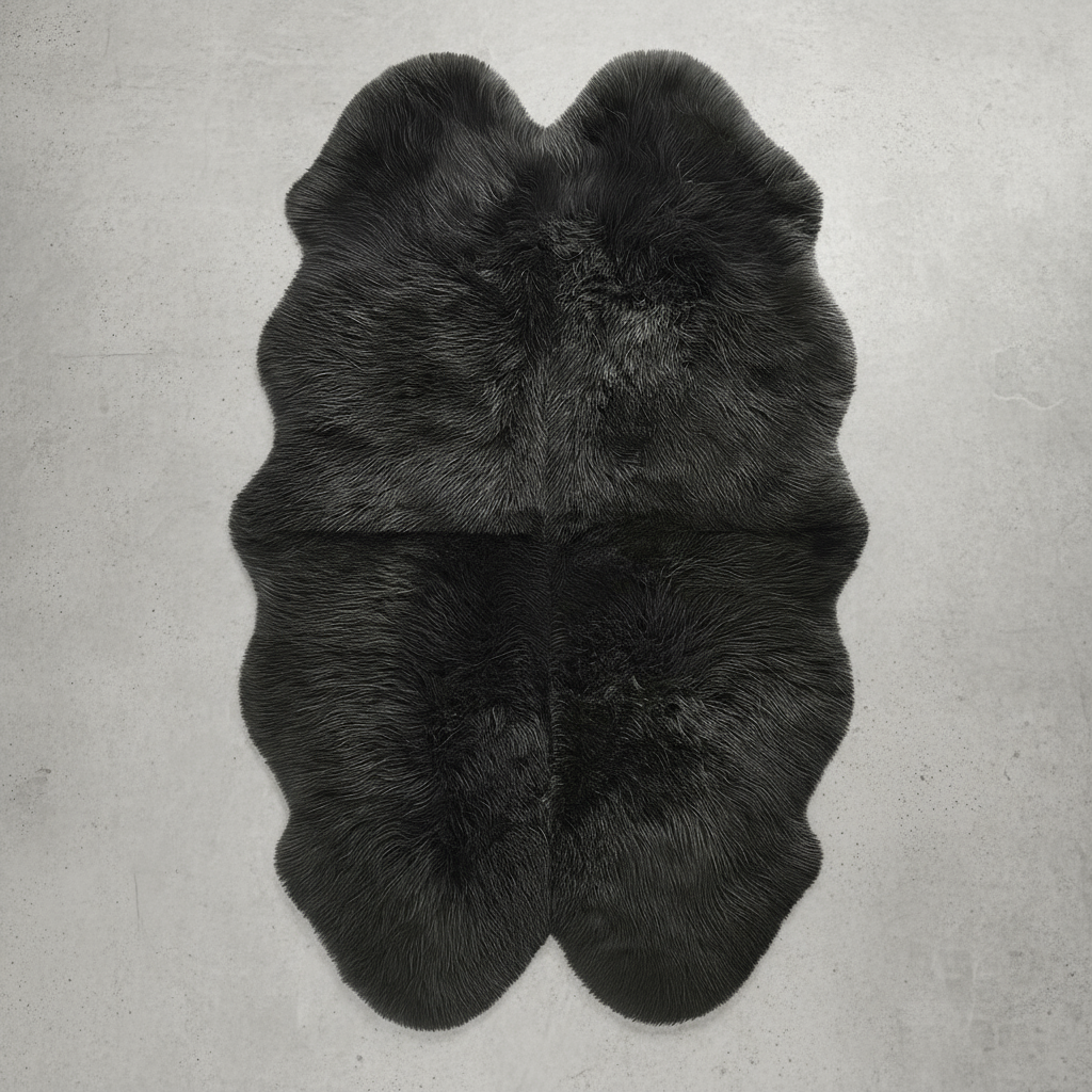 Natural Premium New Zealand Sheepskin Rug & Throw, Quad, W105 x L180 cm, Black