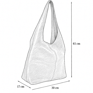 Silvia Suede Slouch Hobo Bag by Clemés, size diagram