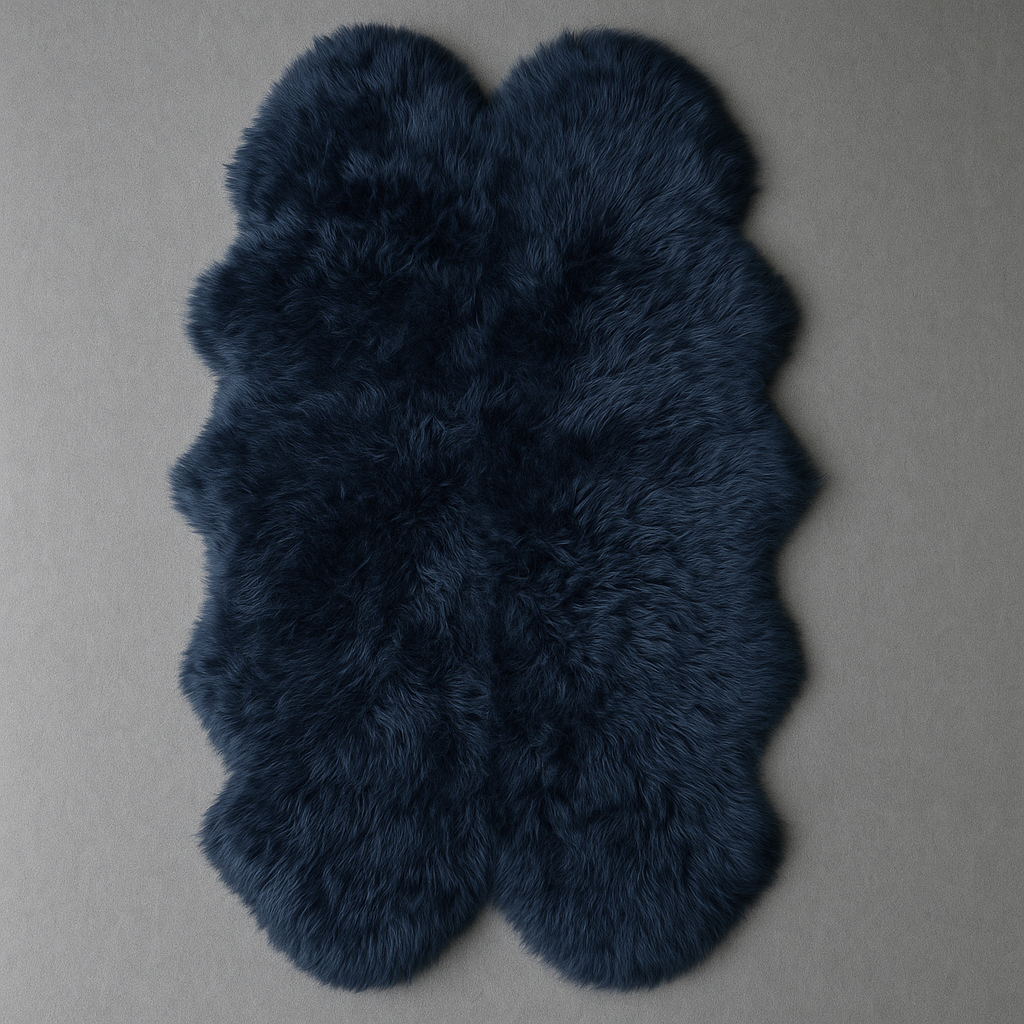 Natural Premium New Zealand Sheepskin Rug & Throw, Quad, W105 x L180 cm, Navy