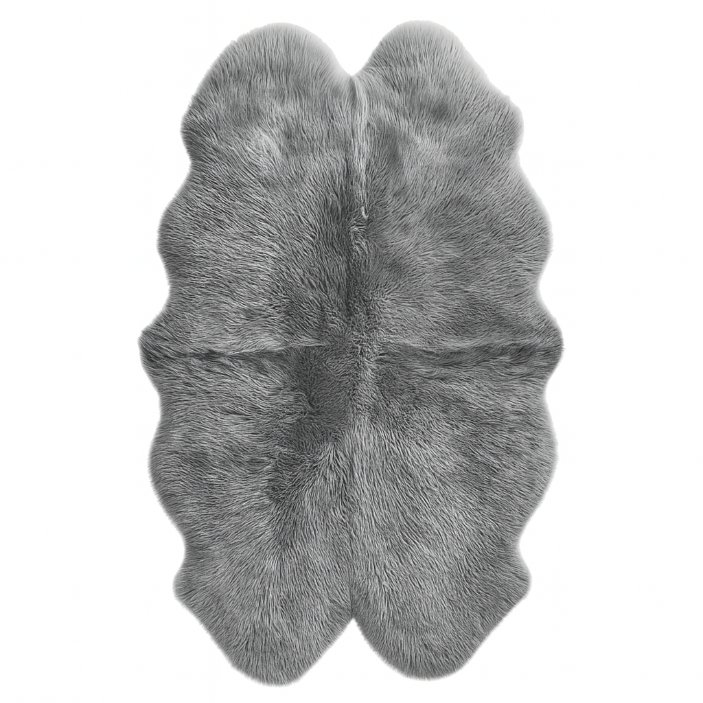 Quad New Zealand Sheepskin Rug & Throw, 4-Pelt, Large, L180 x W105 cm, Grey