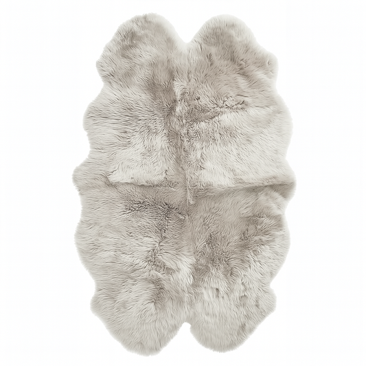 Quad New Zealand Sheepskin Rug & Throw, 4-Pelt, Large, L180 x W105 cm, Oyster (Cloud Dancer)