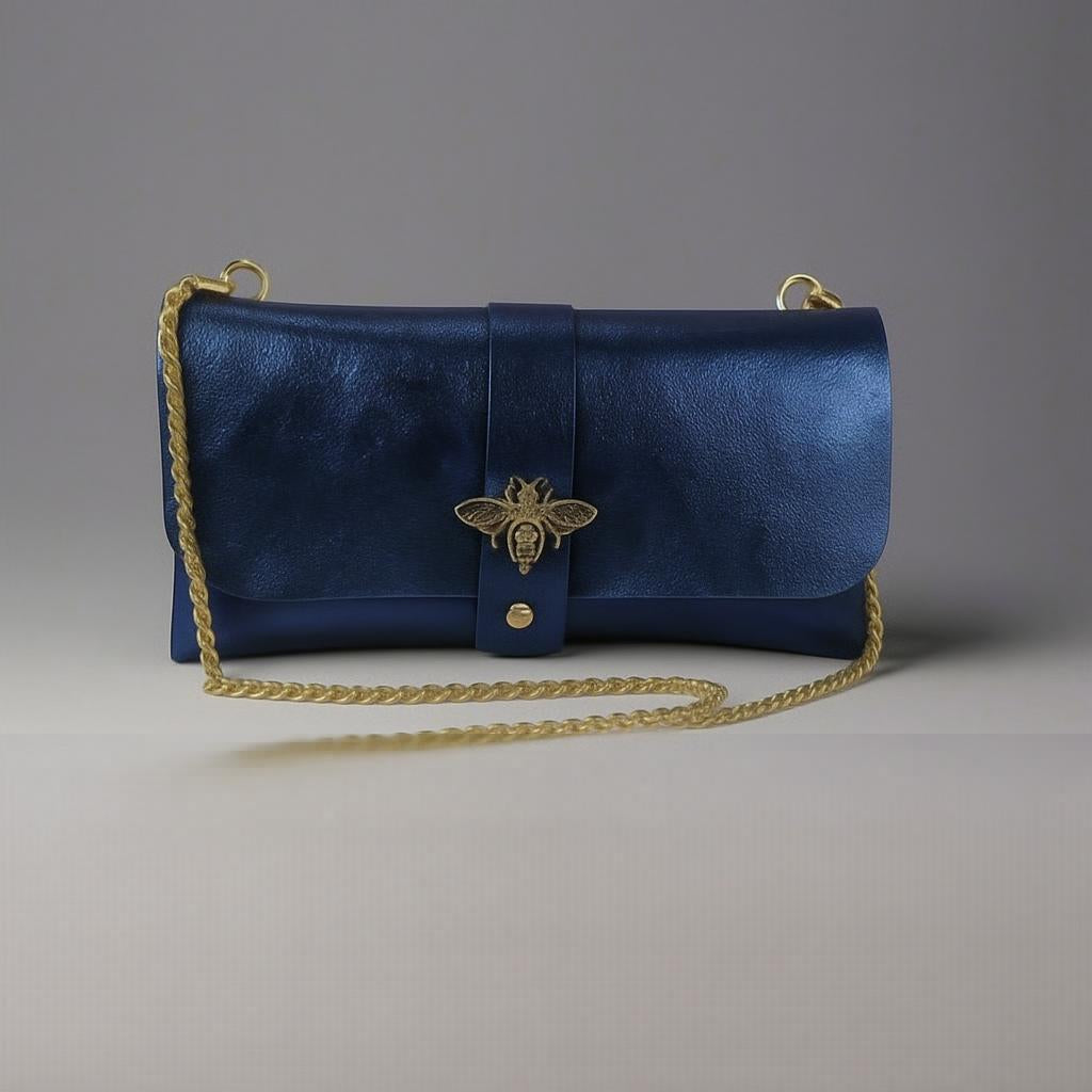 Anima Suede Leather Metallic Clutch Shoulder Bag by Clemés (7 Colours)