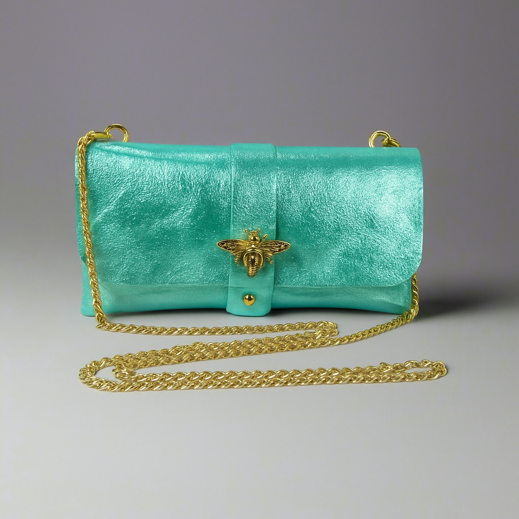 Anima Suede Leather Metallic Clutch Shoulder Bag by Clemés (7 Colours)