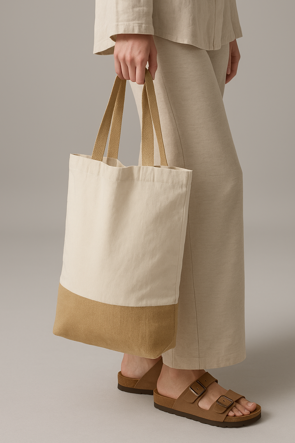 Livia Nautical Weekend Tote Bag in Natural Canvas by Clemés (2 Sizes)