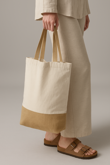 Livia Nautical Weekend Tote Bag in Natural Canvas by Clemés (2 Sizes)