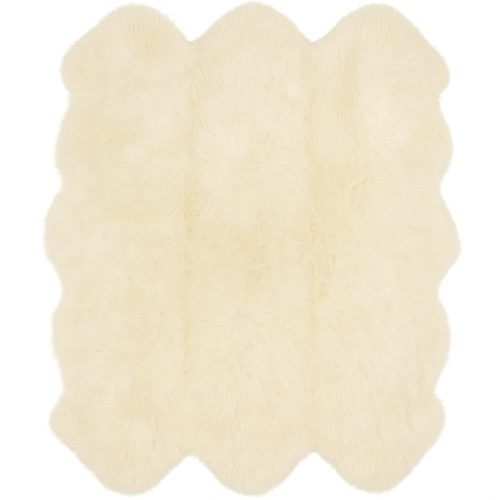Natural Premium New Zealand Sheepskin Rug & Throw, Sexto, W180 x L180 cm, Ivory