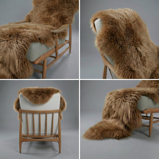 Natural Premium New Zealand Sheepskin Rug & Throw, Double, W65 x L180 cm, Tan