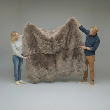 Octo New Zealand Sheepskin Rug & Throw, 8-Pelt, XX-Large, L200 x W180 cm, Taupe