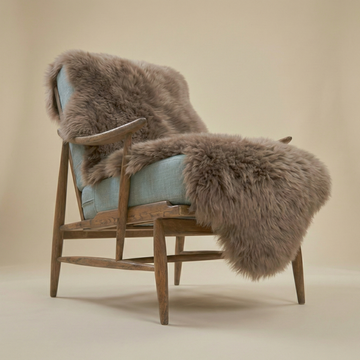 Double New Zealand Sheepskin Rug & Throw, 2-Pelt, Medium, L180 x W65 cm, Taupe