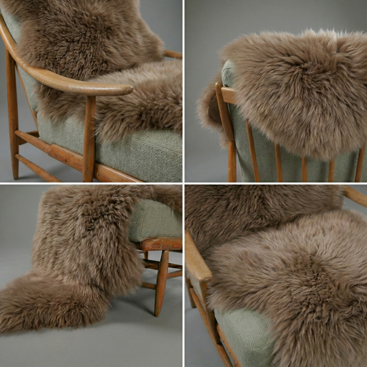 Natural Premium New Zealand Sheepskin Rug & Throw, Double, W65 x L180 cm, Taupe