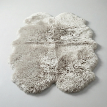 Quad New Zealand Sheepskin Rug & Throw, 4-Pelt, Large, L180 x W105 cm, Oyster (Cloud Dancer)