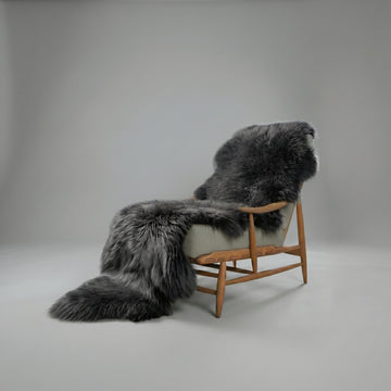 Double New Zealand Sheepskin Rug & Throw, 2-Pelt, Medium, L180 x W65 cm, Charcoal