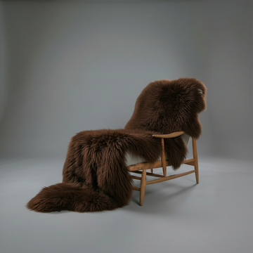 Double New Zealand Sheepskin Rug & Throw, 2-Pelt, Medium, L180 x W65 cm, Chocolate