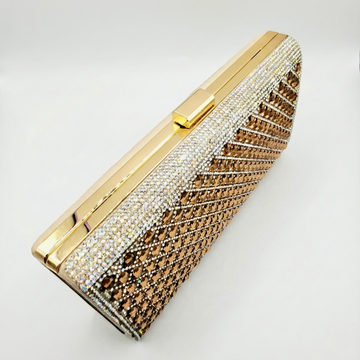 Fiorella Gold Mirrored Box Crystal Clutch Bag by Clemés