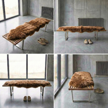 Double New Zealand Sheepskin Rug & Throw, 2-Pelt, Medium, L180 x W65 cm, Tan