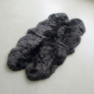 Quad New Zealand Sheepskin Rug & Throw, 4-Pelt, Large, L180 x W105 cm, Black