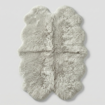 Quad New Zealand Sheepskin Rug & Throw, 4-Pelt, Large, L180 x W105 cm, Oyster (Cloud Dancer)