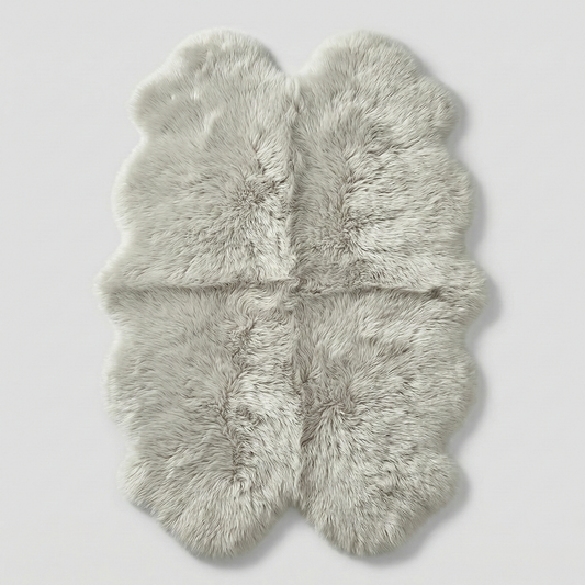 Quad New Zealand Sheepskin Rug & Throw, 4-Pelt, Large, L180 x W105 cm, Oyster (Cloud Dancer)