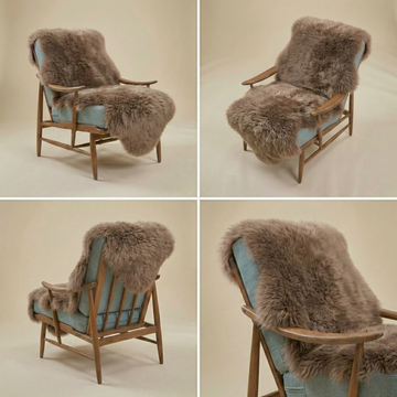 Double New Zealand Sheepskin Rug & Throw, 2-Pelt, Medium, L180 x W65 cm, Taupe