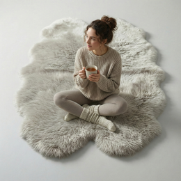 Quad New Zealand Sheepskin Rug & Throw, 4-Pelt, Quad, L180 x W105 cm, Oyster (Cloud Dancer)