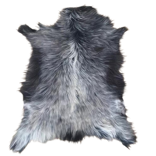 Natural Premium Argentine Criollo Long Hair Goatskin, Dark Grey
