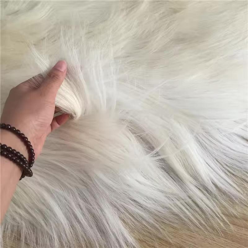Natural Premium Argentine Criollo Long Hair Silky Goatskin, Ivory