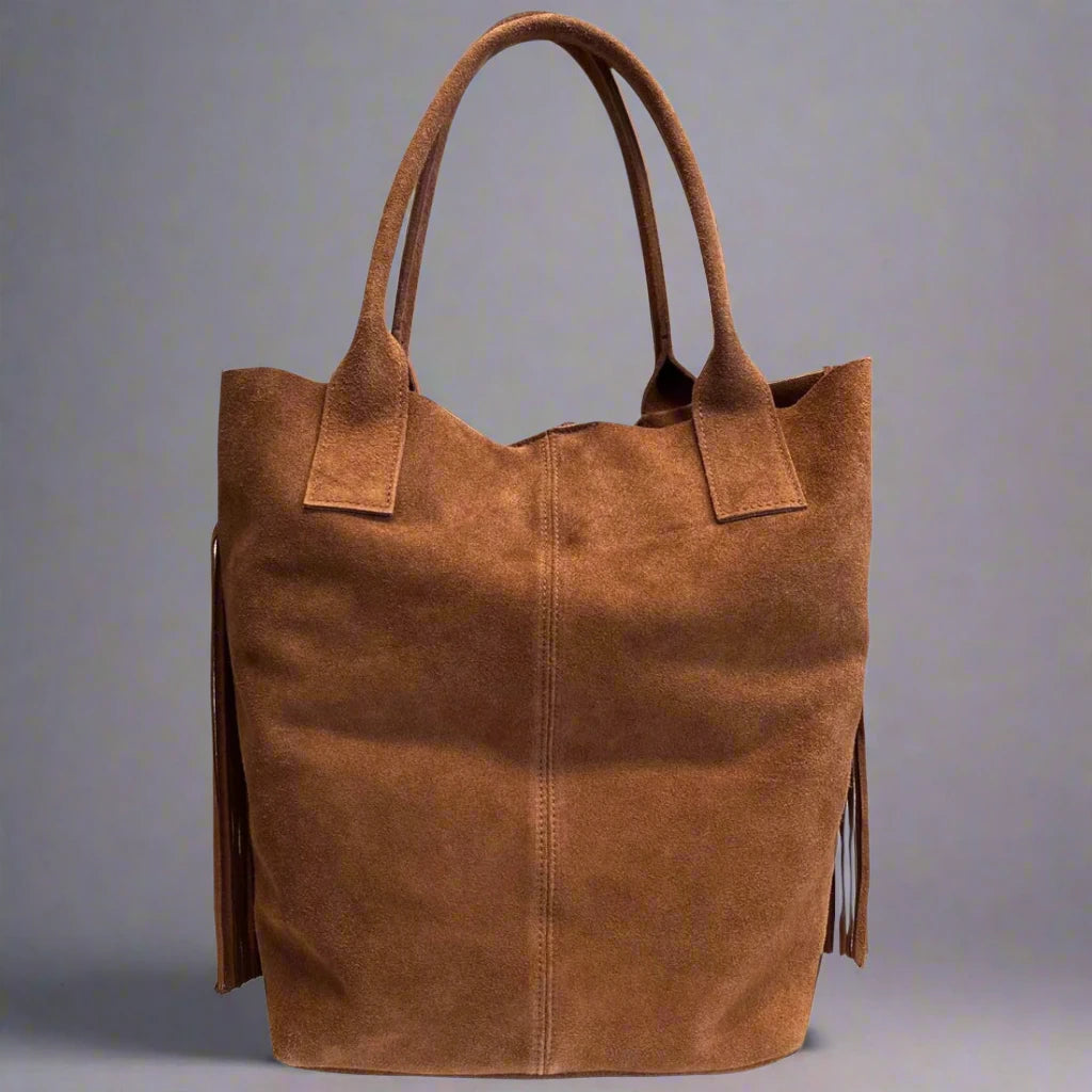 Isadora Suede Fringe Leather Tote Bag with Matching Jewellery Case by Clemés (4 Colours)
