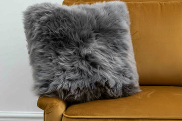 Pair of Dover Grey New Zealand sheepskin cushion covers 35 x 35 cm