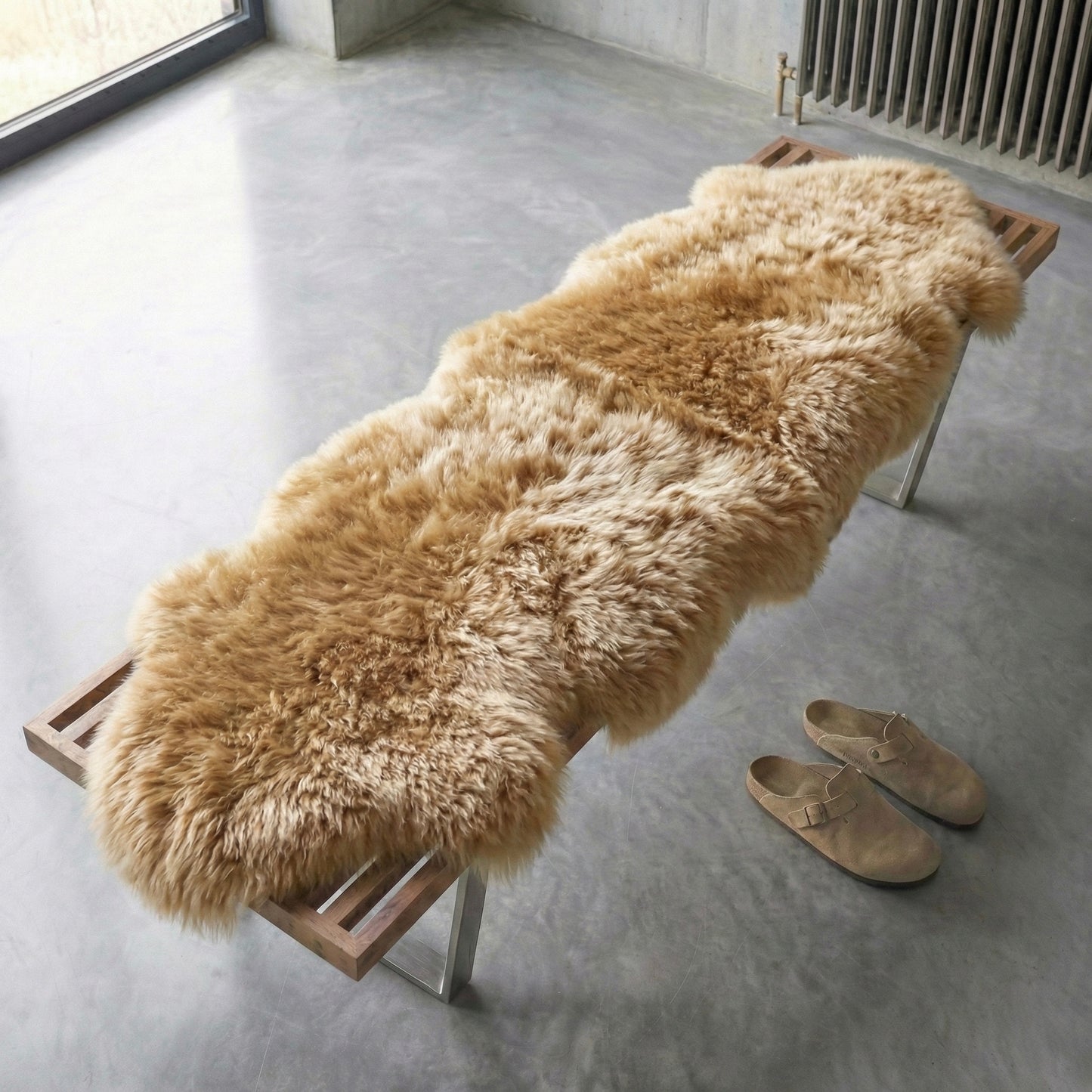 Double New Zealand Sheepskin Rug & Throw, W65 x L180 cm, Champagne