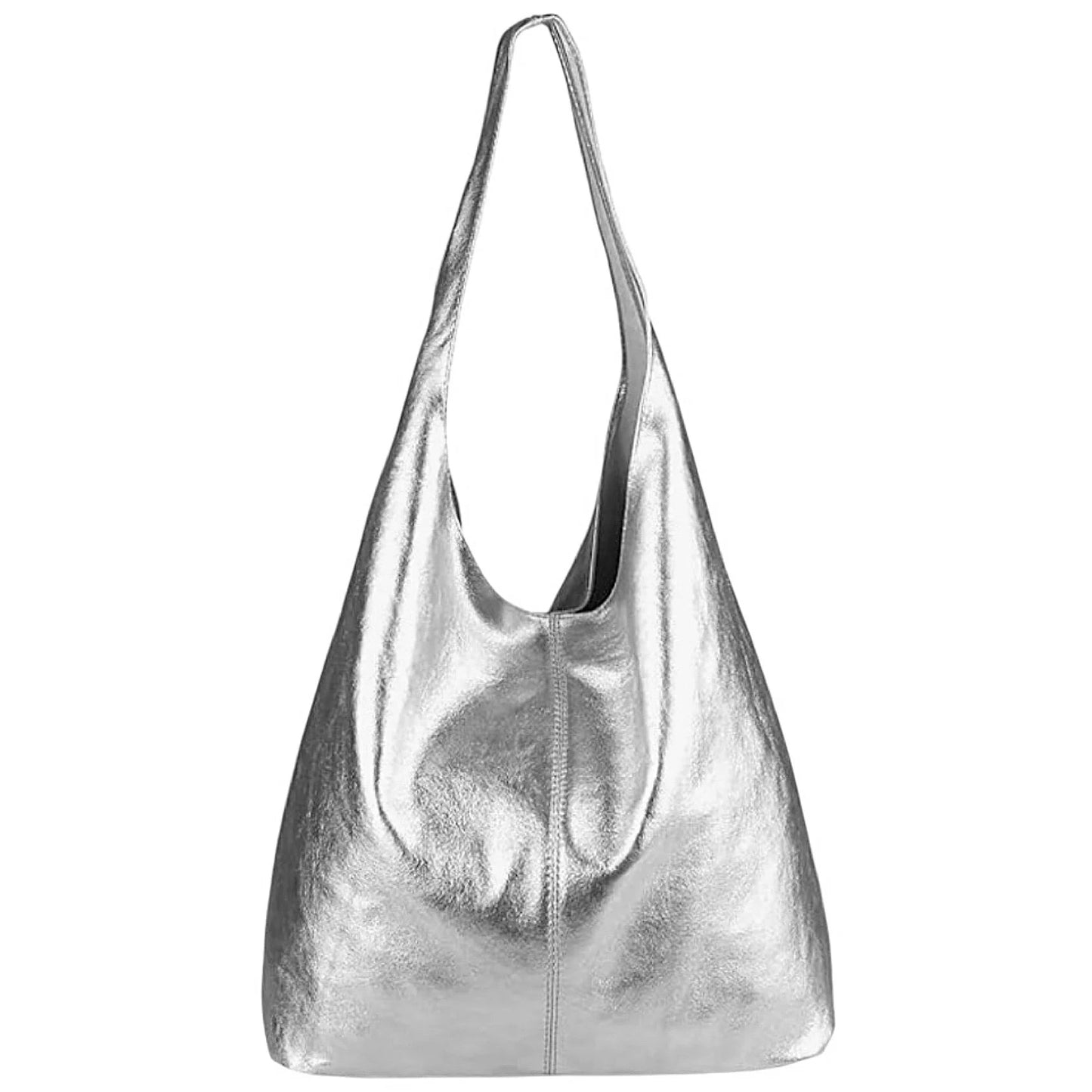 Silvia Suede Leather Slouch Tote Shoulder Bag by Clemés (Metallic)