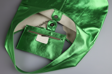 Silvia Metallic Suede Slouch Bag by Clemés, Green