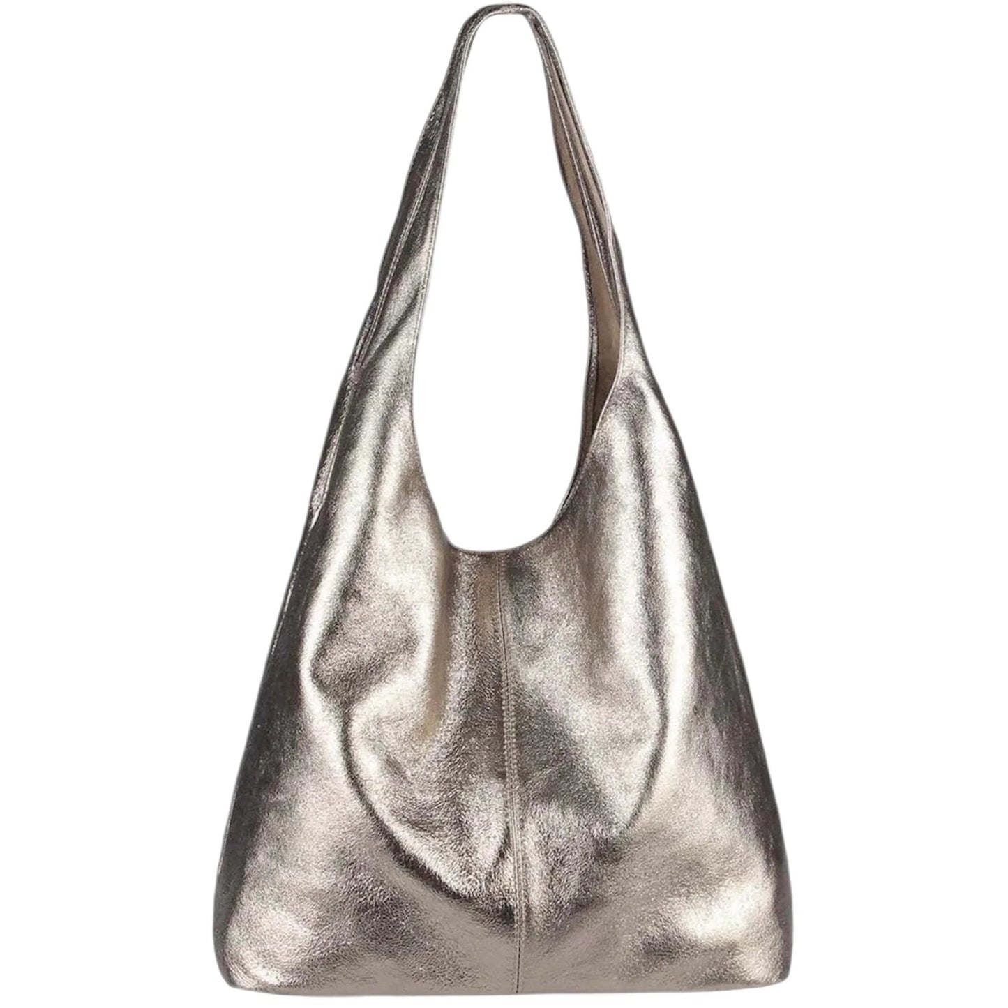 Silvia Suede Leather Slouch Tote Shoulder Bag by Clemés (Metallic)