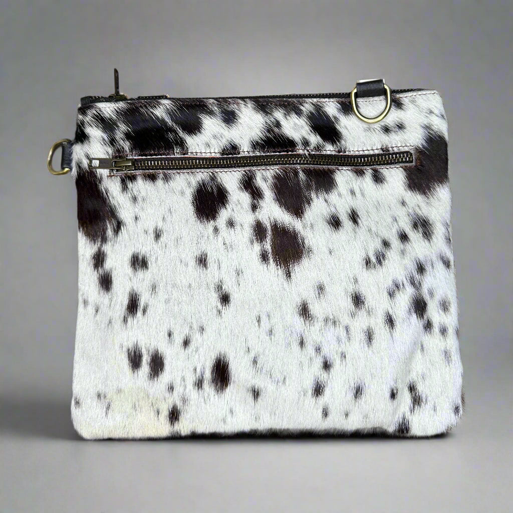 Natural Cowhide Double-Sided Crossbody Bag, Large (26 x 23 cm)