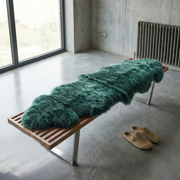 Double New Zealand Sheepskin Rug & Throw, 2-Pelt, Medium, L180 x W65 cm, Deep Teal