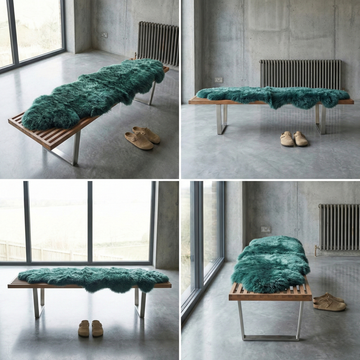 Double New Zealand Sheepskin Rug & Throw, 2-Pelt, Medium, L180 x W65 cm, Deep Teal