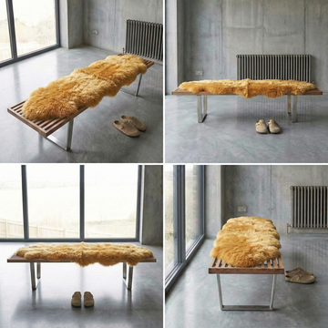 Double New Zealand Sheepskin Rug & Throw, 2-Pelt, Medium, L180 x W65 cm, Squash