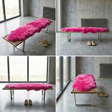 Double New Zealand Sheepskin Rug & Throw, 2-Pelt, Medium, L180 x W65 cm, Fuchsia