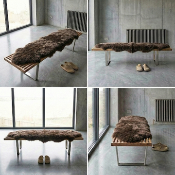 Double New Zealand Sheepskin Rug & Throw, 2-Pelt, Medium, L180 x W65 cm, Chocolate