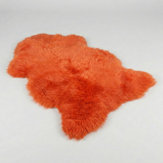 Single X-Large Premium Sheepskin Rug & Throw (W65 x L100 cm), Tangerine