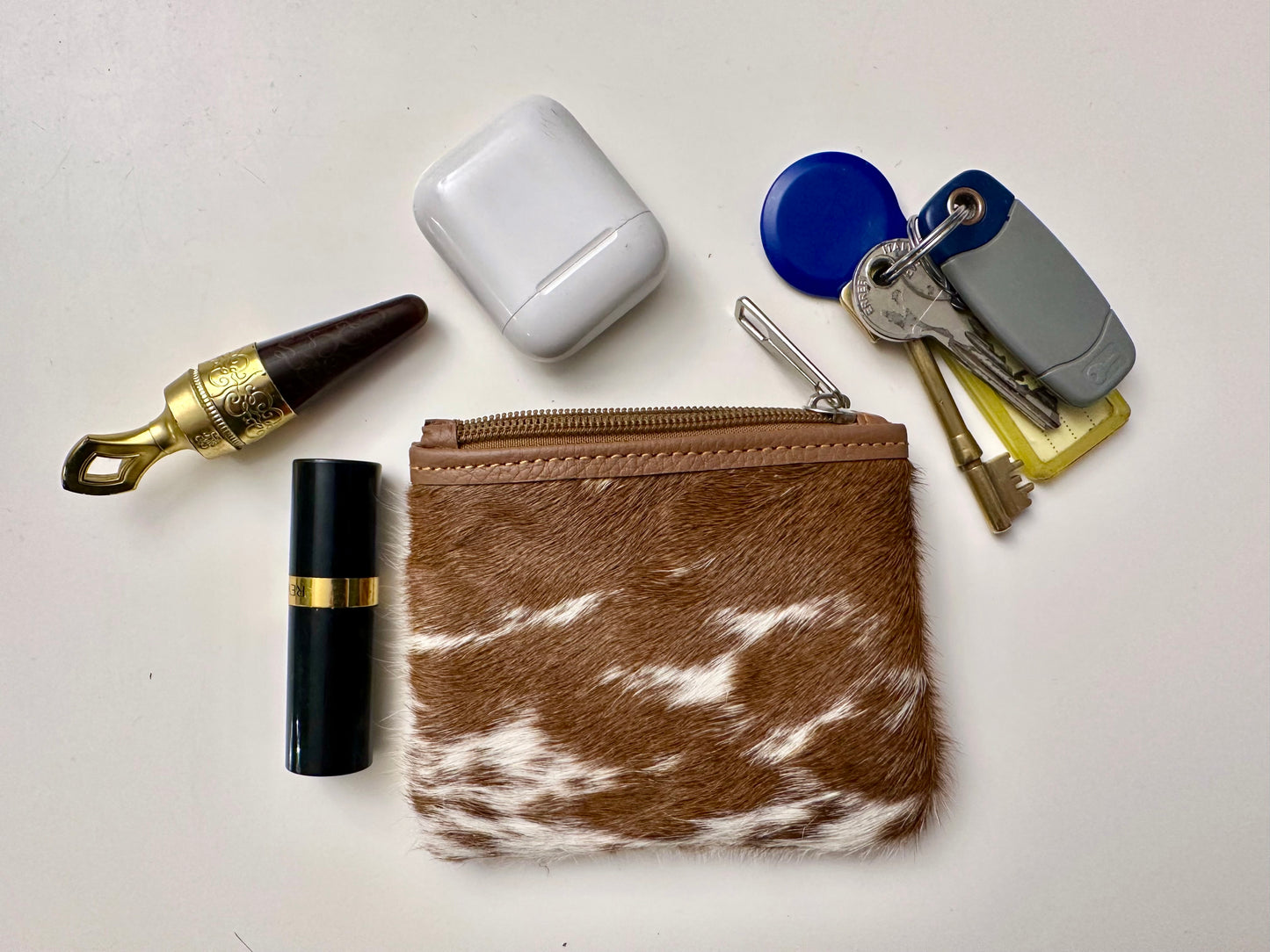 Natural Cowhide Double-Sided Purse, Small