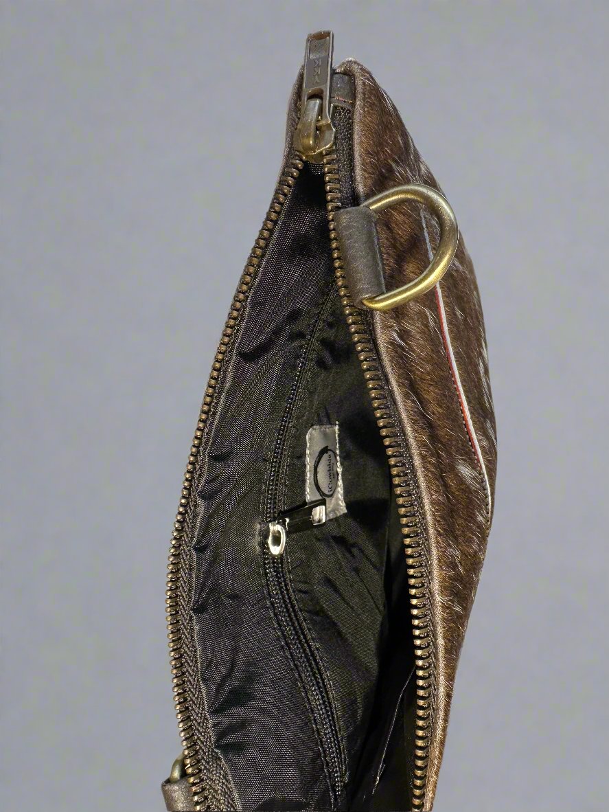 Natural Cowhide Double-Sided Crossbody Bag, Large (26 x 23 cm)