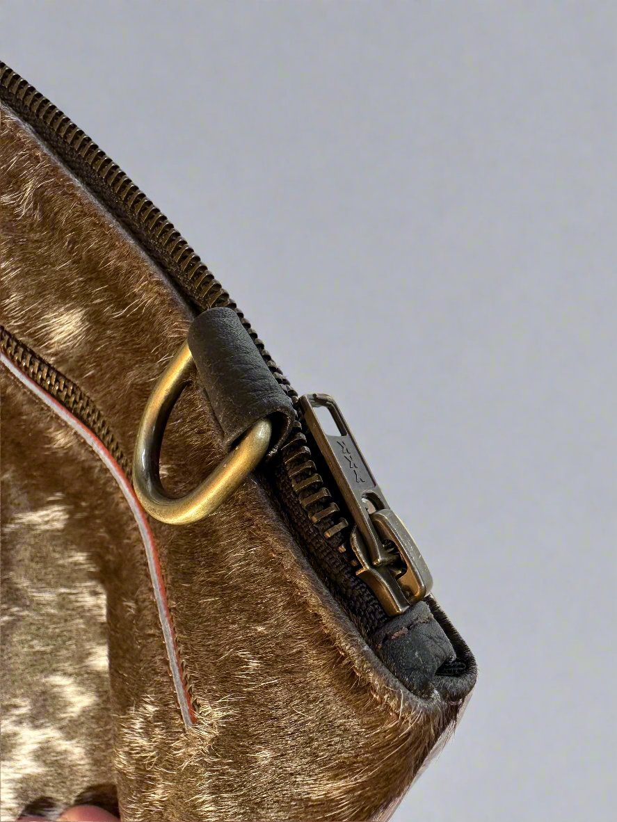 Natural Cowhide Double-Sided Crossbody Bag, Large (26 x 23 cm)