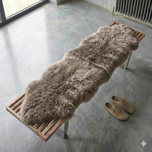 Natural Premium New Zealand Sheepskin Rug & Throw, Double, W65 x L180 cm, Taupe