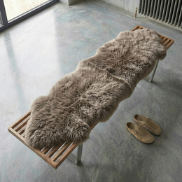 Double New Zealand Sheepskin Rug & Throw, 2-Pelt, Medium, L180 x W65 cm, Taupe