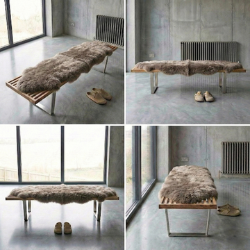 Double New Zealand Sheepskin Rug & Throw, 2-Pelt, Medium, L180 x W65 cm, Taupe